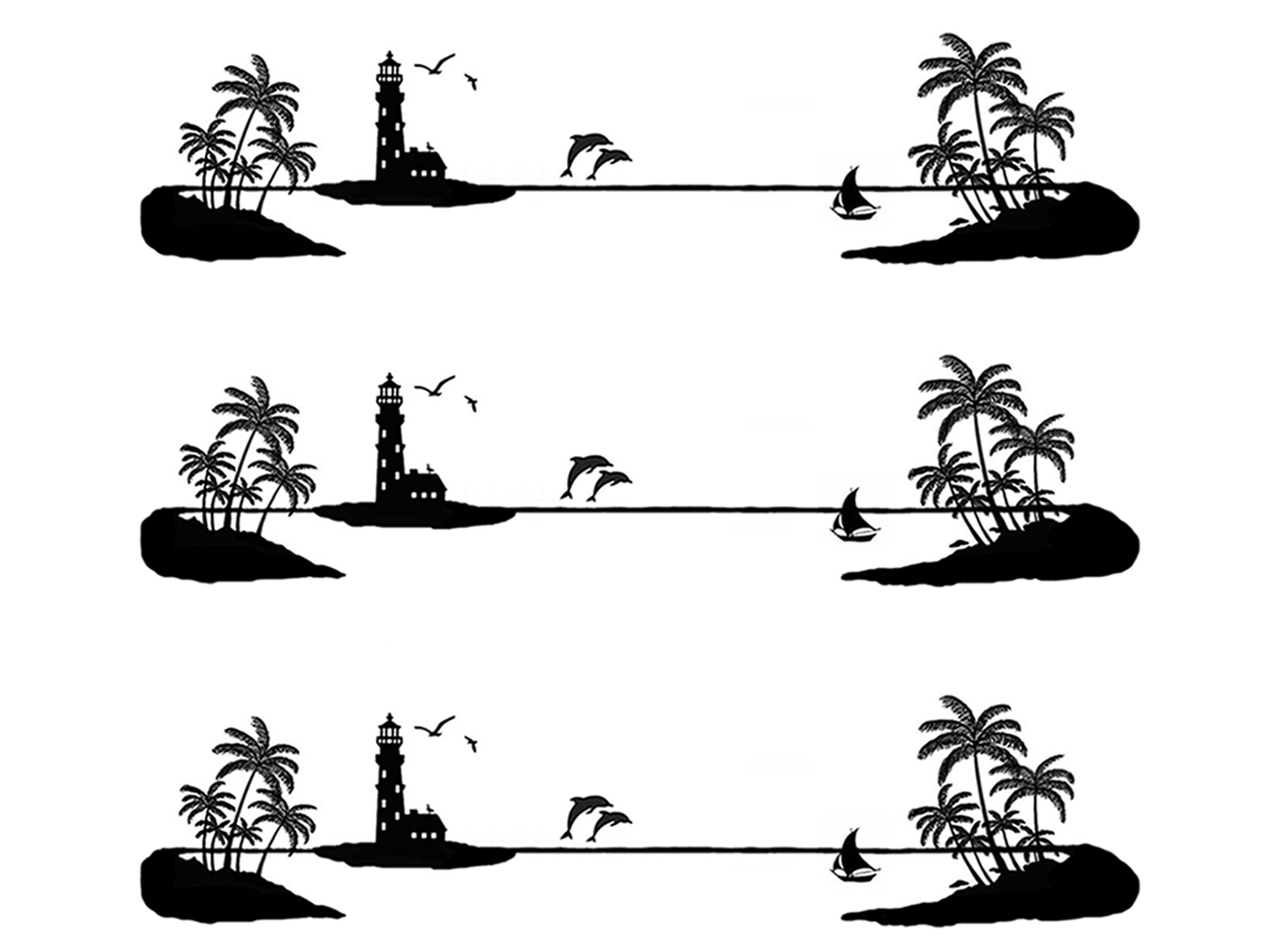 Barrette Tropical 6 pcs 3 Inch Black Fused Glass Decals