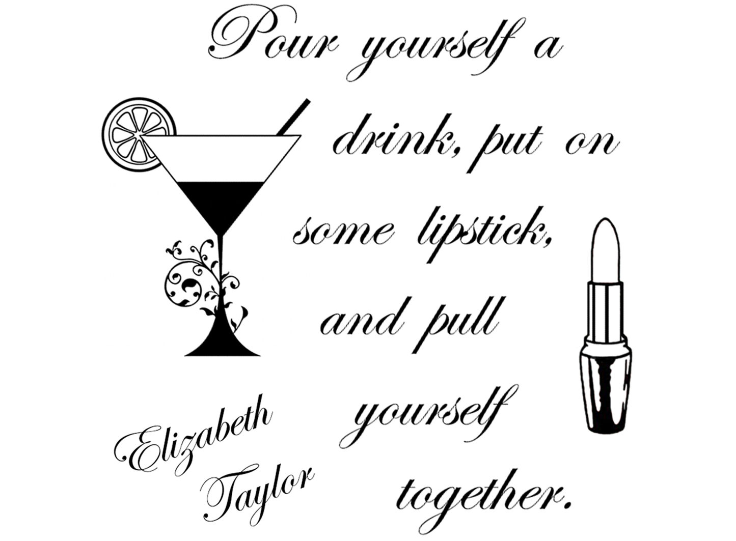 Pour Yourself a Drink 2 pcs 3.5 Inch Black Fused Glass Decals