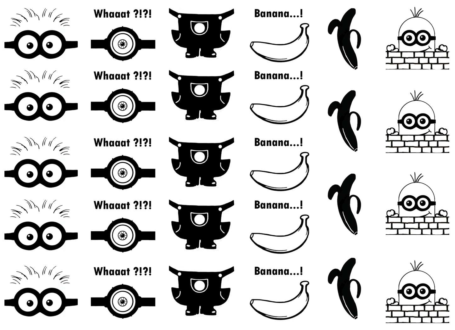 Goggles Bananas 28 pcs 1 Inch Black Fused Glass Decals