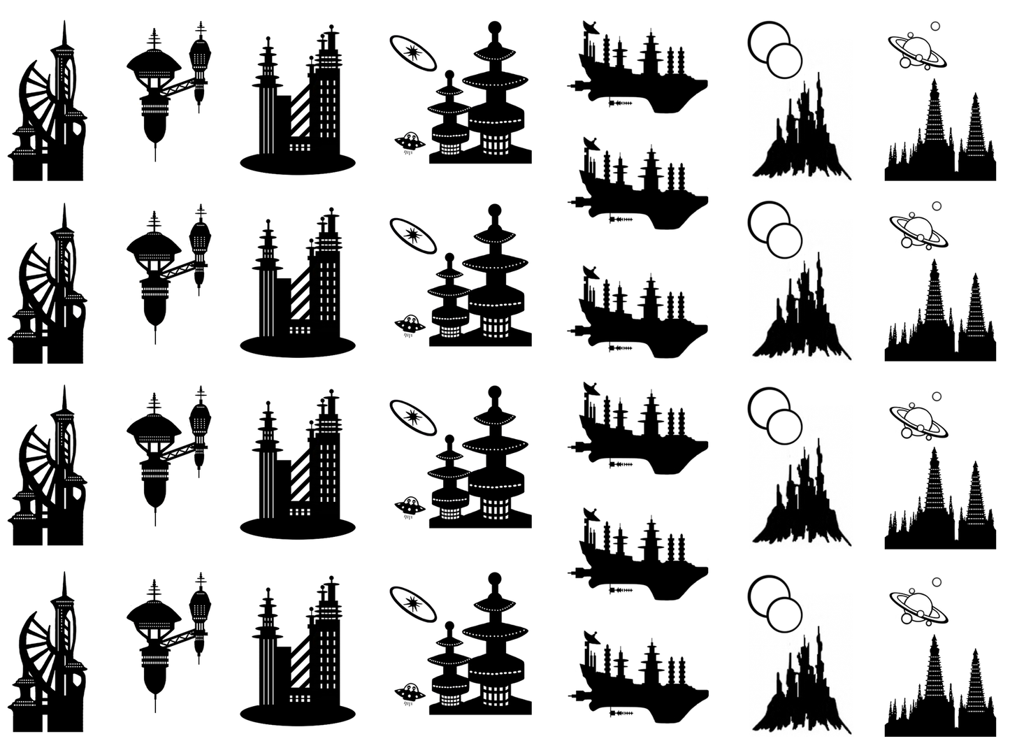 Space City 30 pcs 1 Inch Black Fused Glass Decals