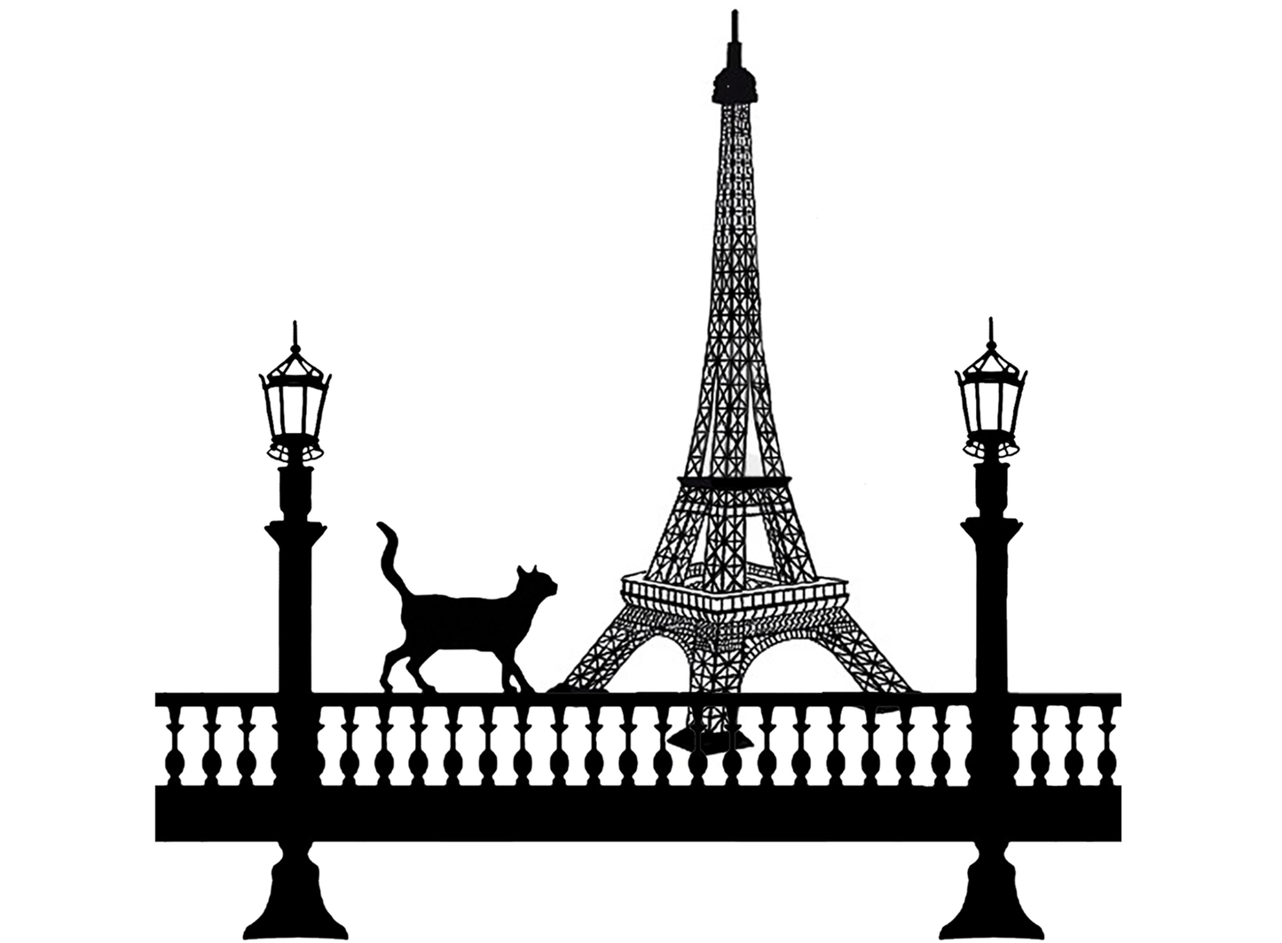 Paris Cat 2 pcs 4 Inch Black Fused Glass Decals