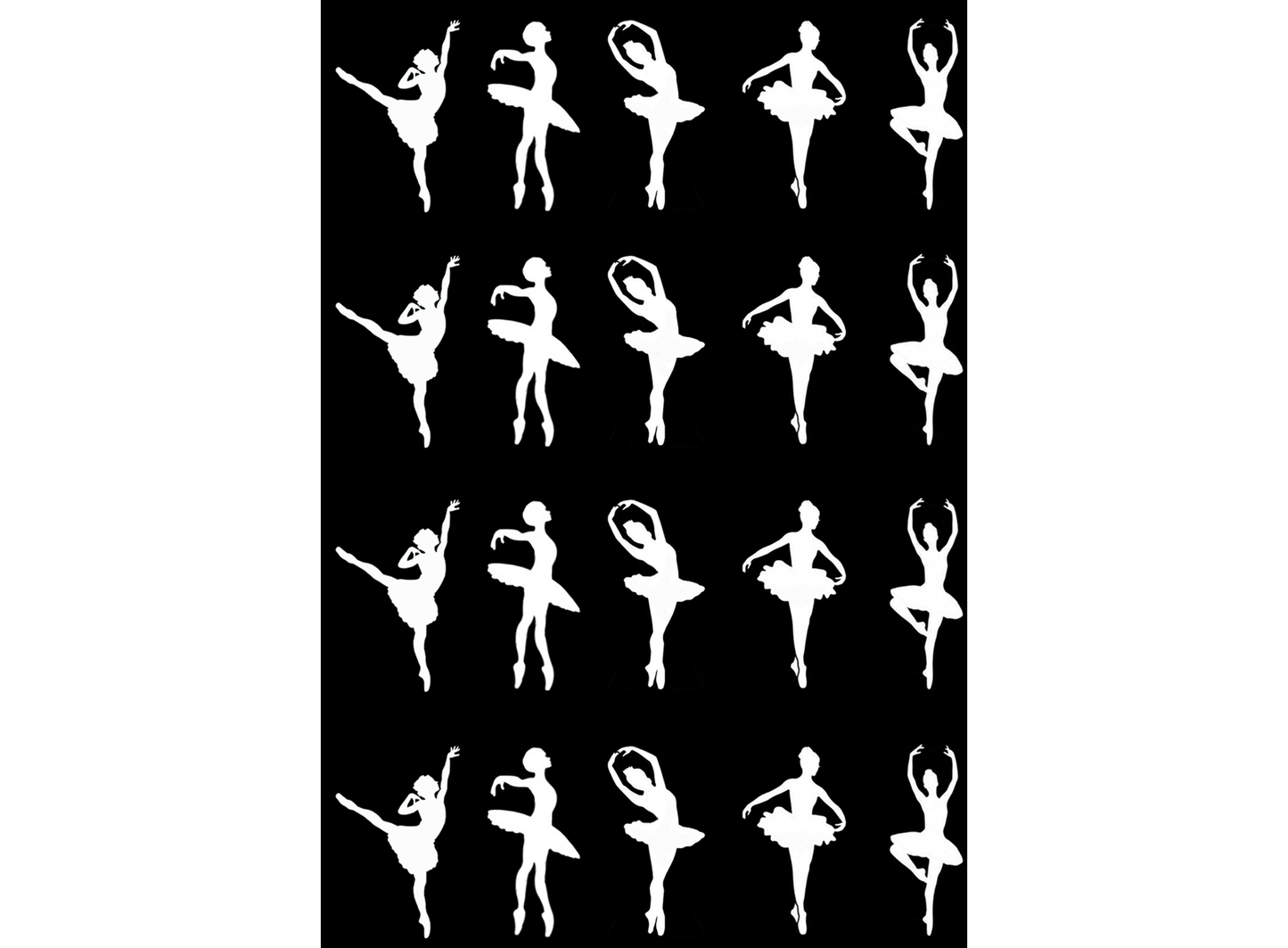 Ballerina 20 pcs 1 Inch White Fused Glass Decals