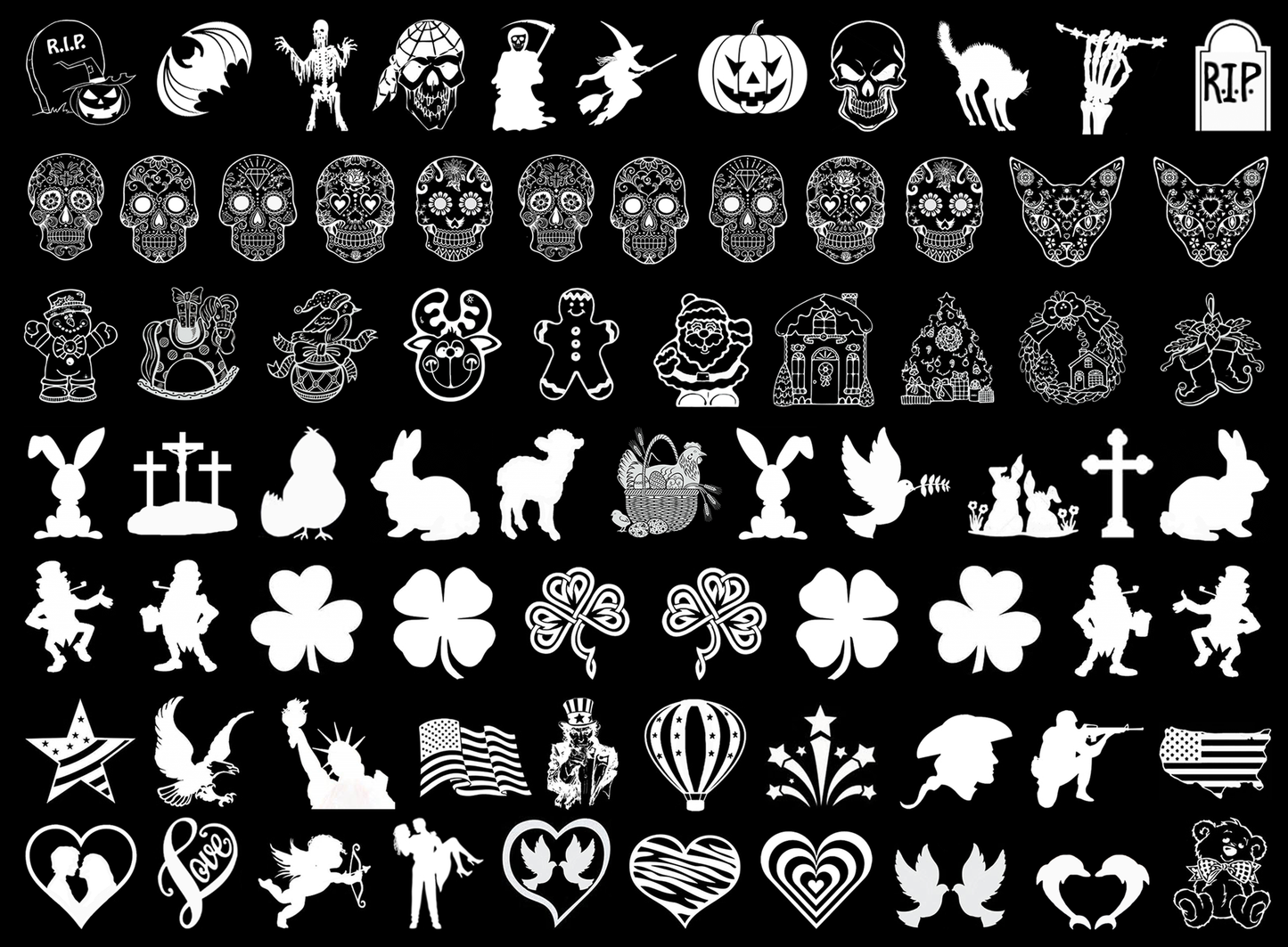 Holiday 74 pcs 0.65 White Fused Glass Decals