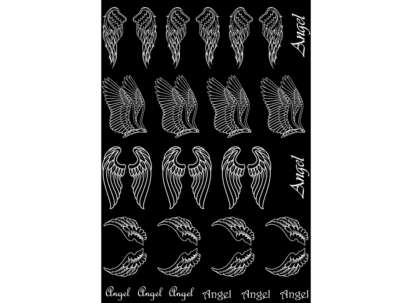 Angel Wings 22 pcs 0.5 to 1 Inch White Fused Glass Decals