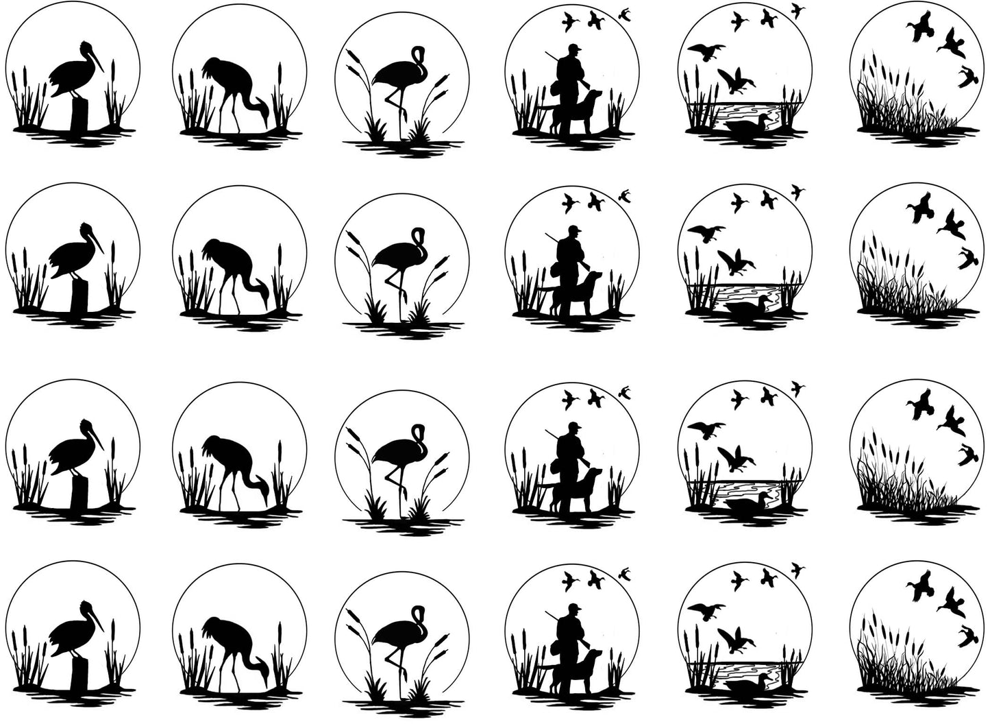 Moonscape Nature Scenes 24 pcs 1" Black Fused Glass Decals