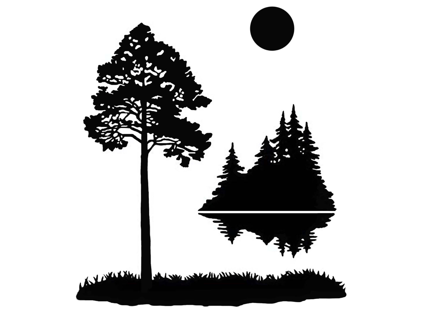 Tree Reflection 2 pcs 4 Inch Black Fused Glass Decals