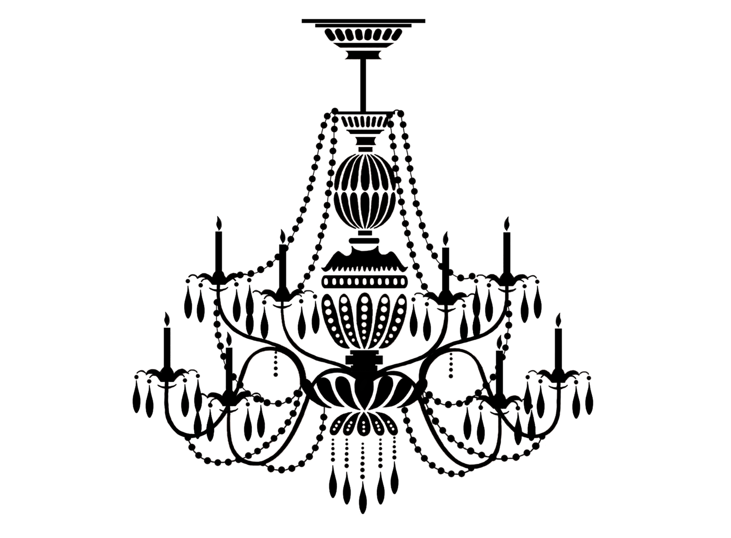 Chandelier 2 pcs 4 Inch Black Fused Glass Decals