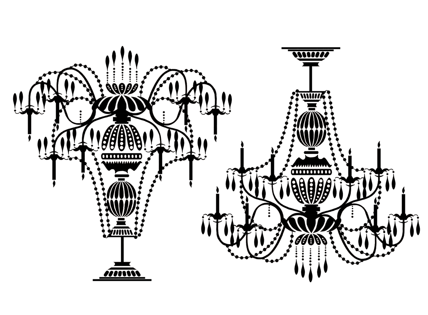 Chandelier 2 pcs 3 Inch Black Fused Glass Decals