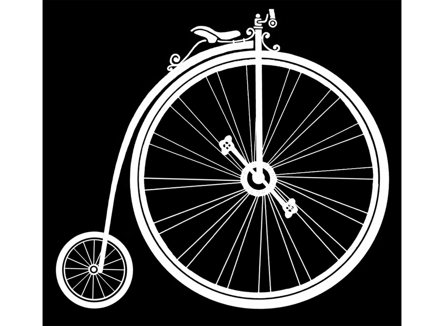 Vintage Penny Farthing Bicycle 2 pcs 4 Inch White Fused Glass Decals