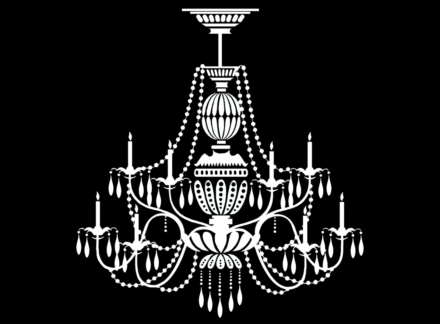 Chandelier 2 pcs 4 Inch White Fused Glass Decals