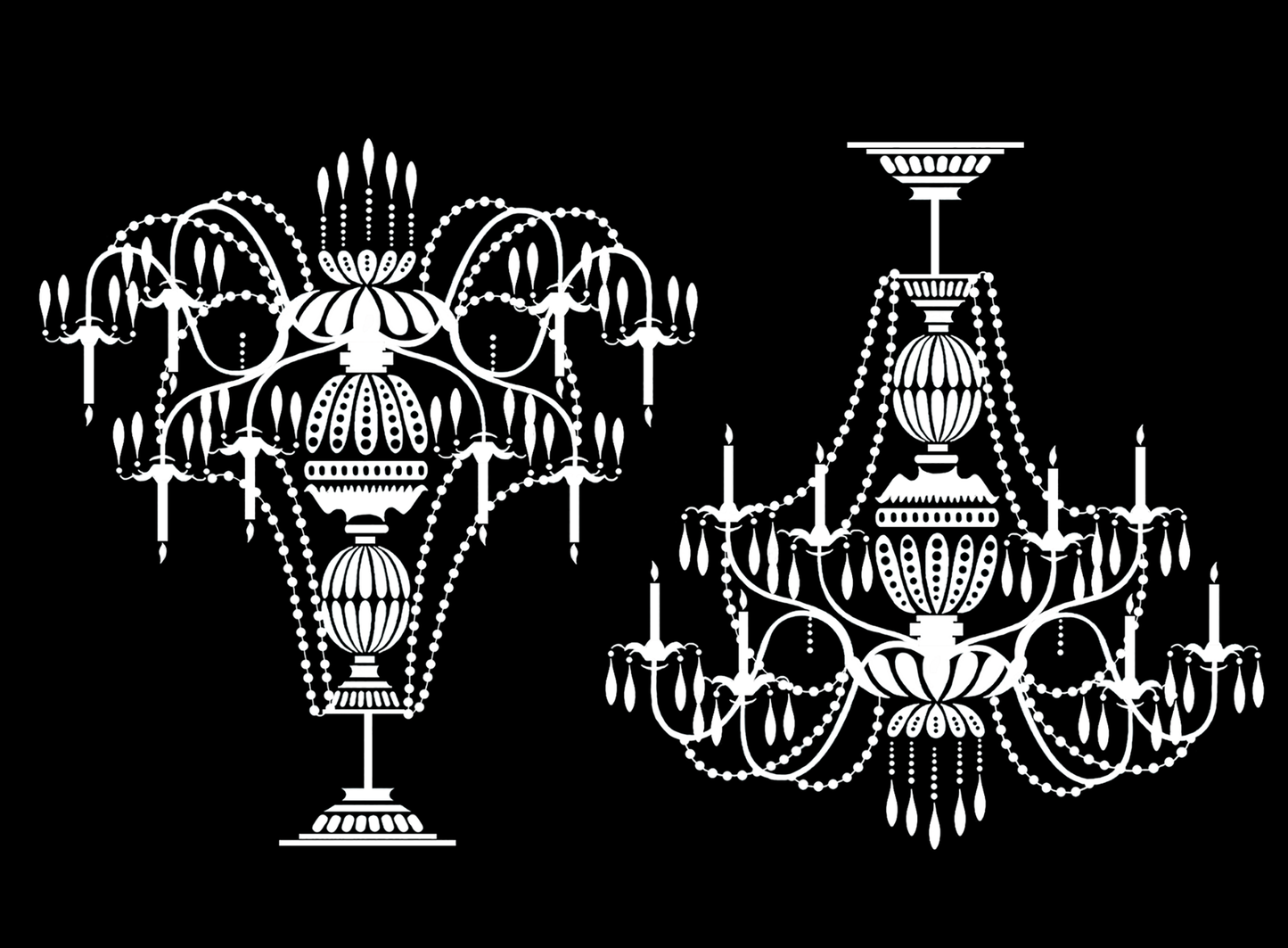 Chandelier 2 pcs 3 Inch White Fused Glass Decals