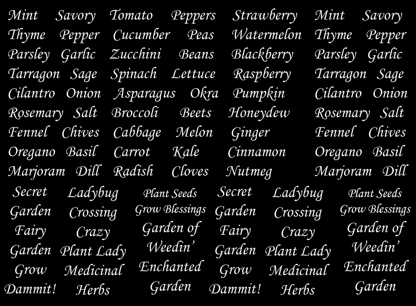 Spice Herb Fruit Vegetable 81 pcs 0.25 Inch White Fused Glass Decals