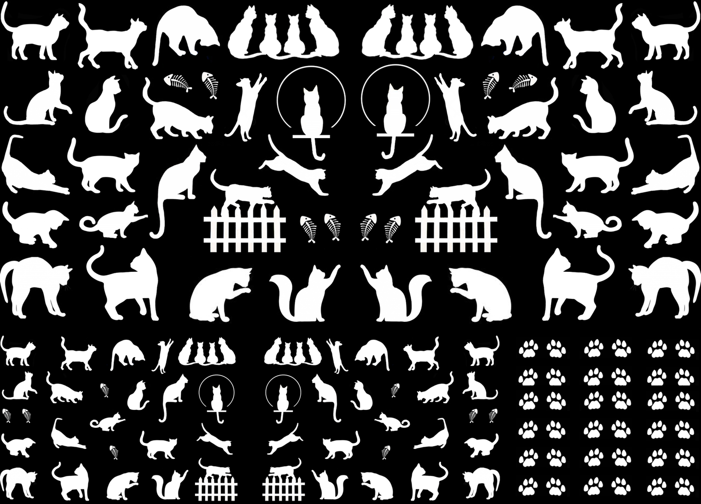 Mini Cats 141 pcs White Fused Glass Decals