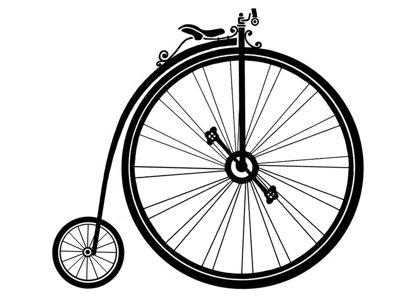 Vintage Penny Farthing Bicycle 2 pcs 3.75 Inch Black Fused Glass Decals