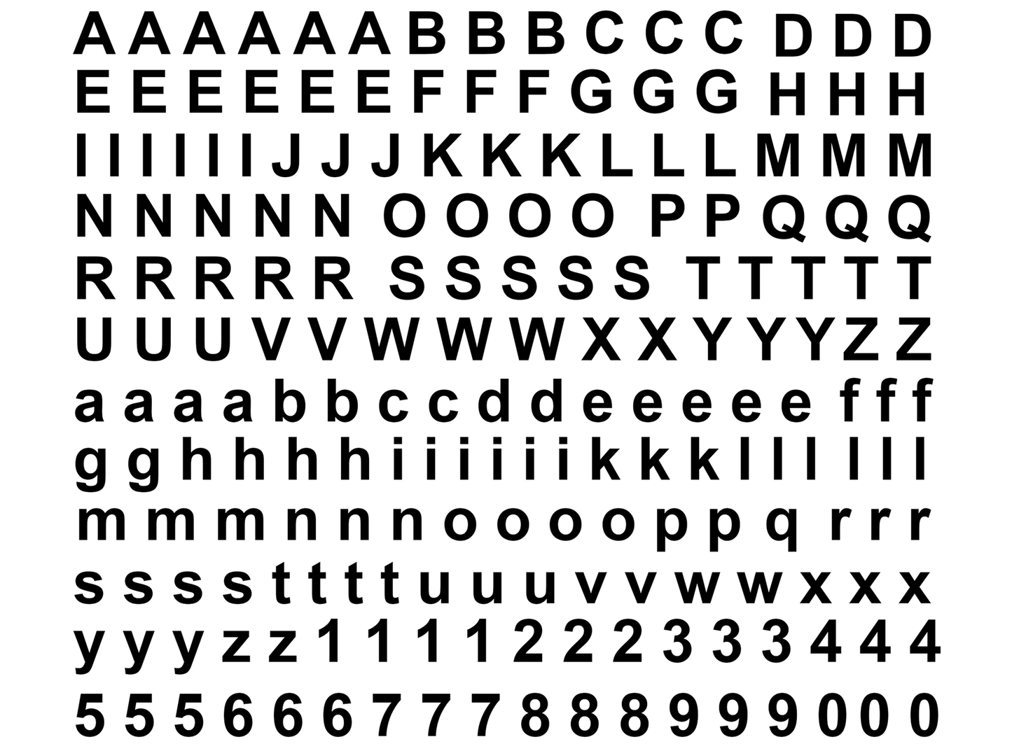 Block Font Alphabet 3/16 Inch Black Fused Glass Decals (2 sets)