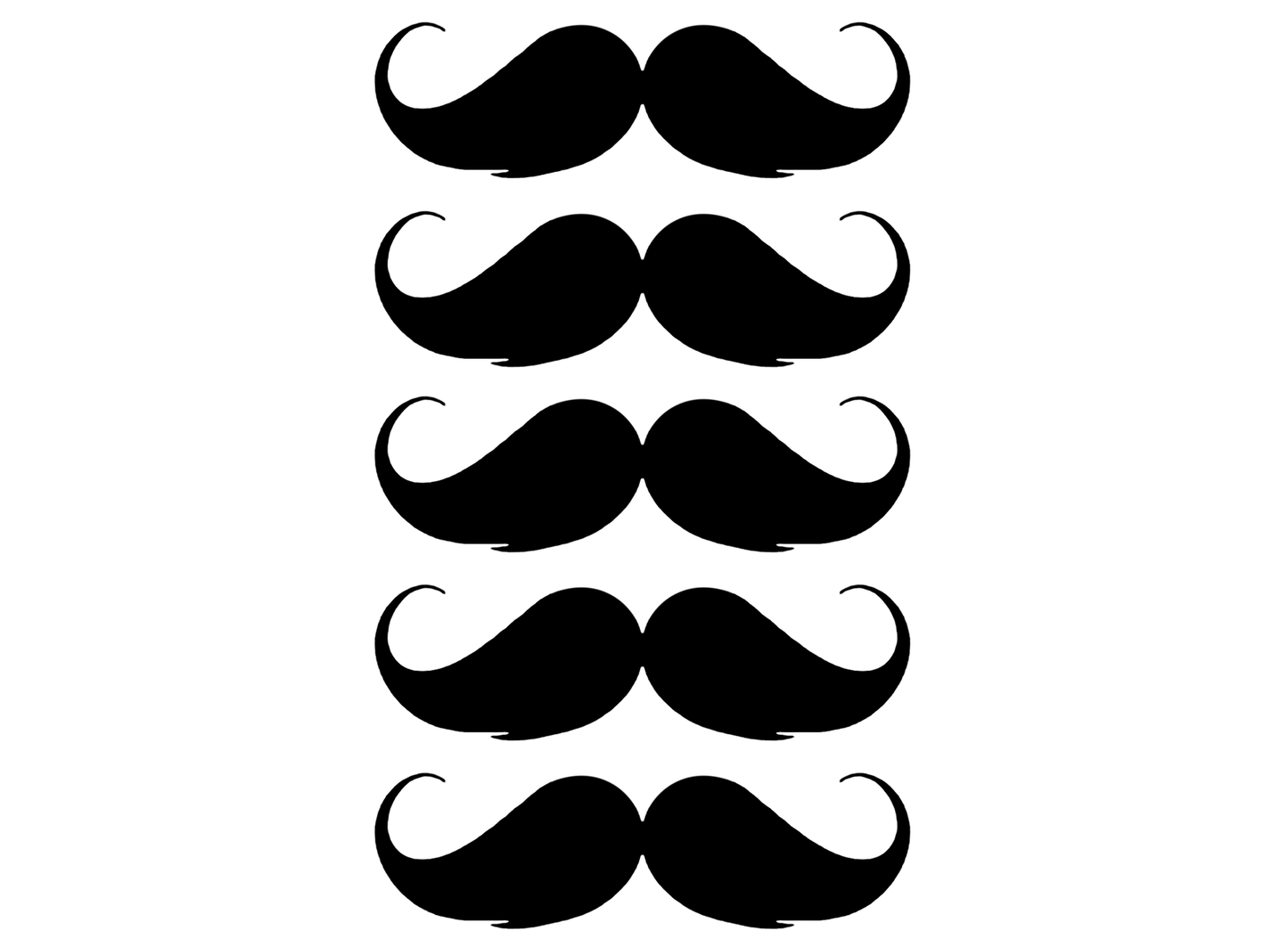 Mustaches 5 pcs 3 Inch Black Fused Glass Decals