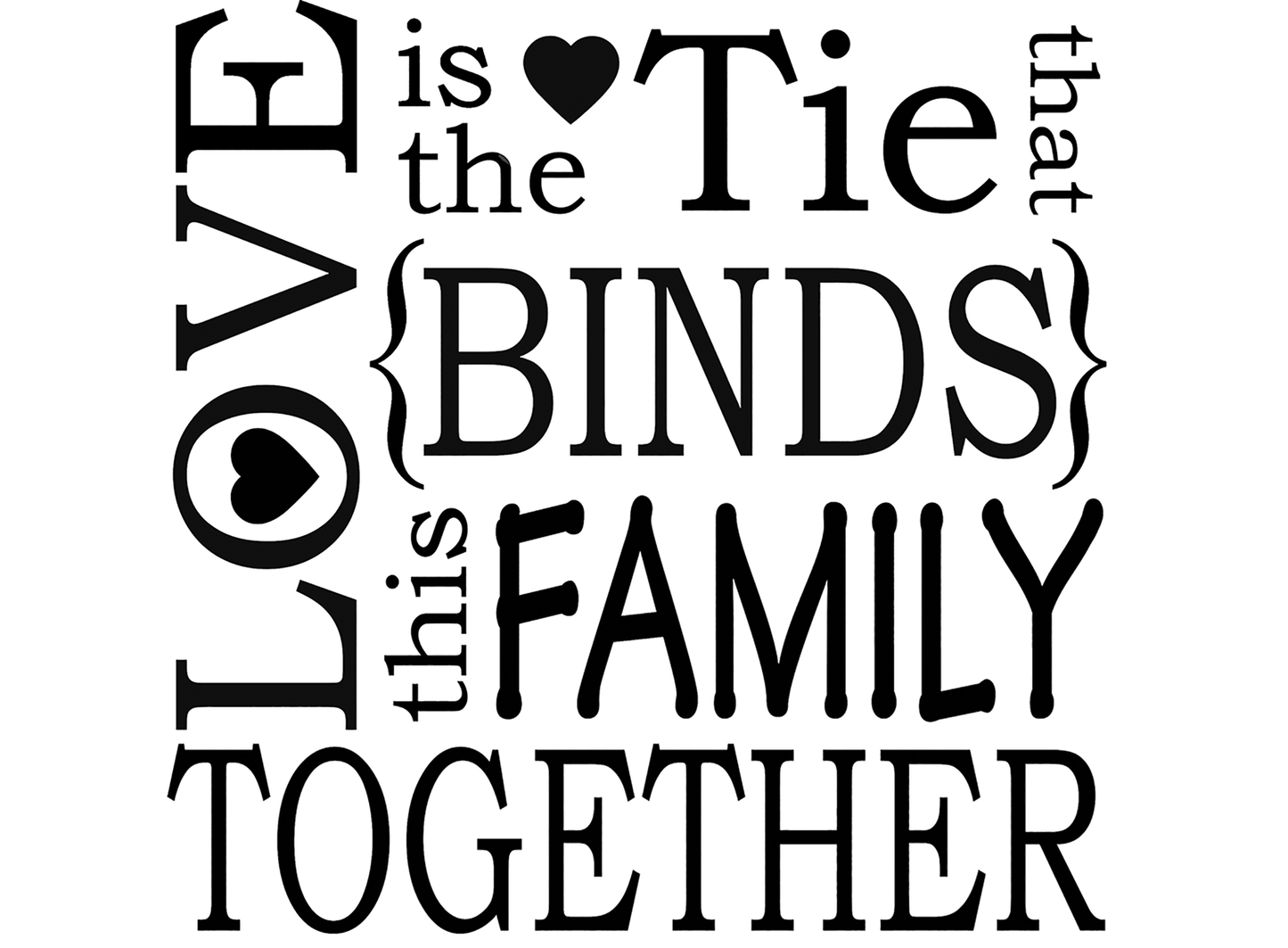 Love is the Tie That Binds 2 pcs 3.25 Black Fused Glass Decals