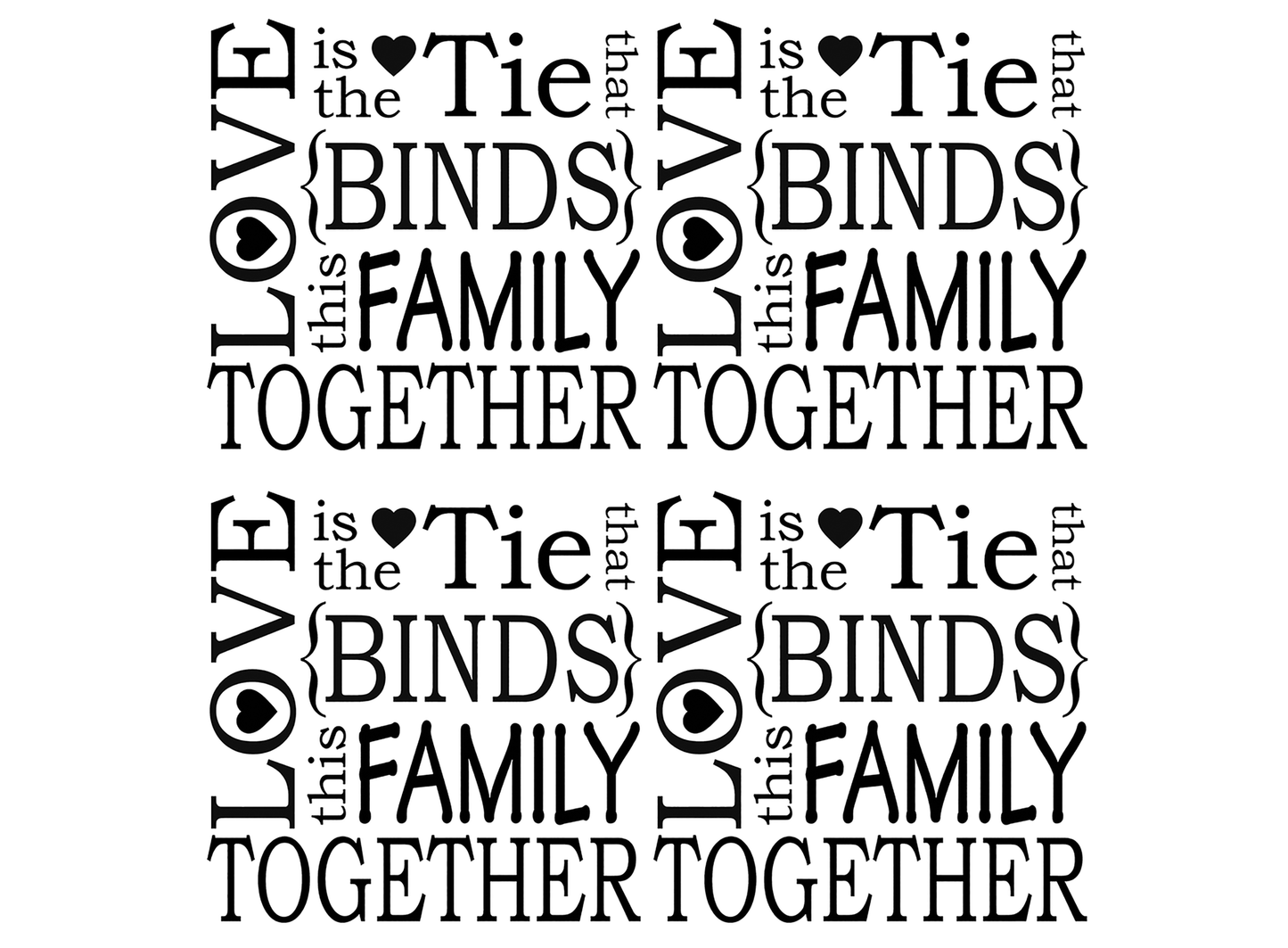 Love is the Tie That Binds 8 pcs 1.75 Inch Black Fused Glass Decals