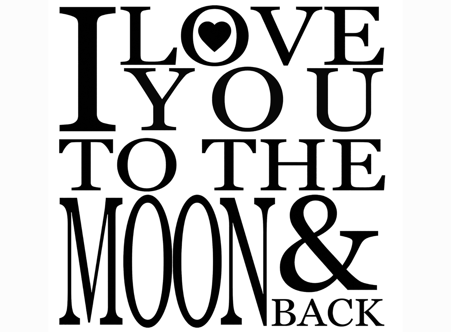 I Love You to the Moon and Back 2 pcs 3.25 Inch Black Fused Glass Decals