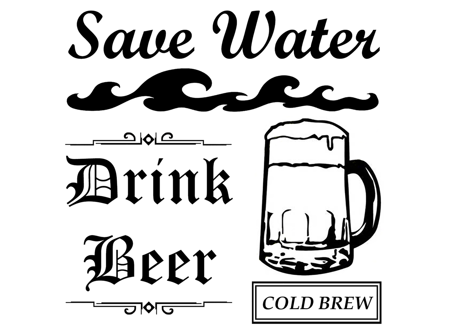 Save Water Drink Beer 2 pcs 3.75 Inch Fused Glass Decals
