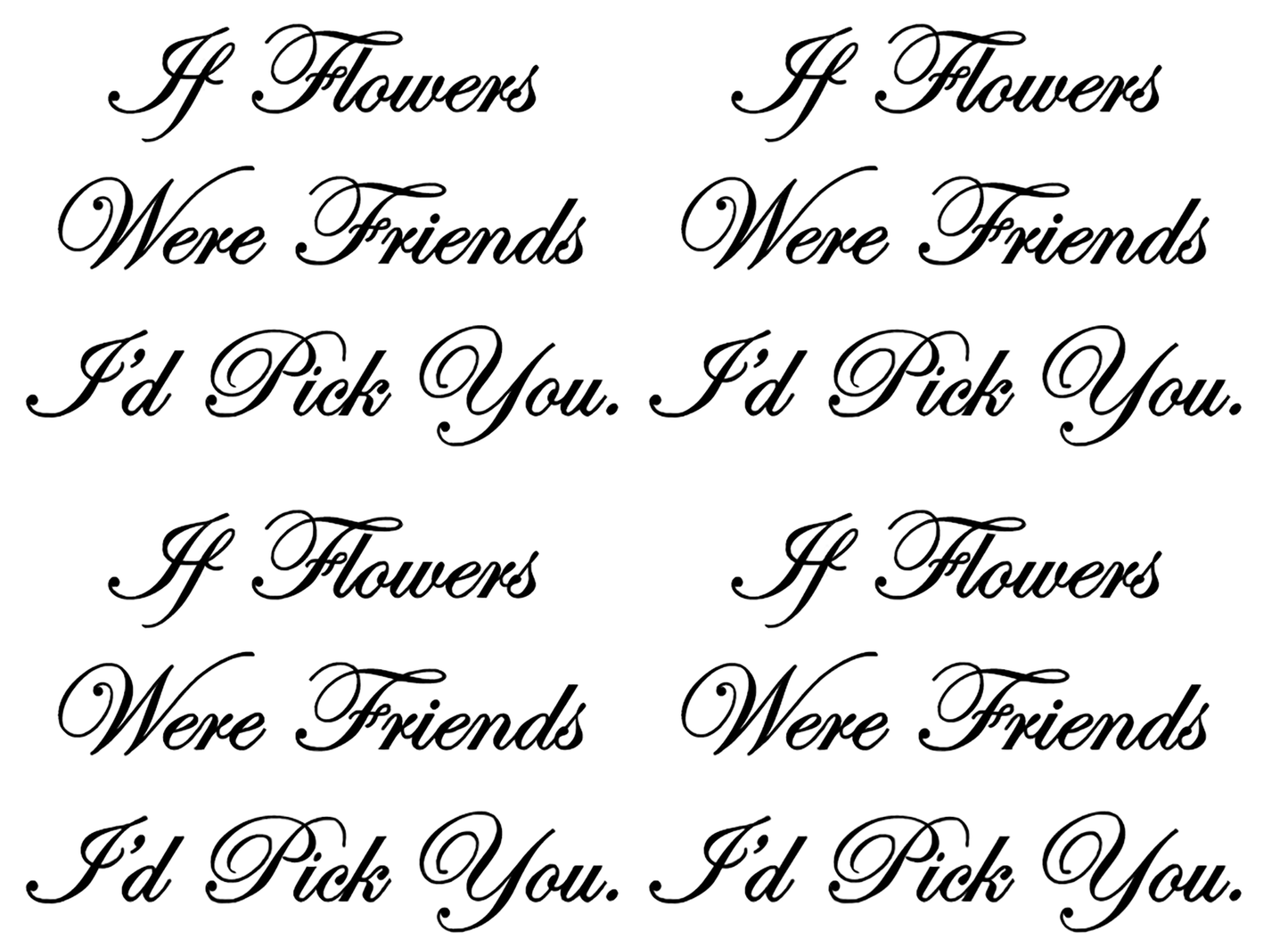 If Flowers Were Friends 8 pcs 1.75 Inch Black Fused Glass Decals