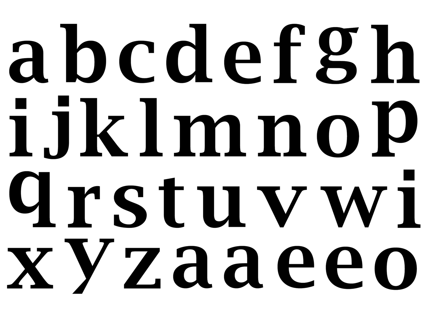 Lucida Font Lower Case Alphabet 31 pcs 1 Inch Black Fused Glass Decals