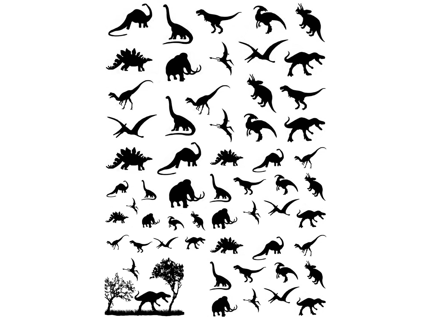 Dinosaurs 0.5 to 0.75 Inch Black Fused Glass Decals