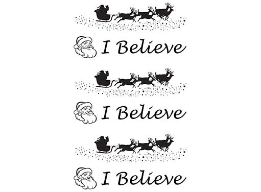 Barrette Christmas I Believe Santa Sleigh 6 pcs 0.75 Inch Black Fused Glass Decals