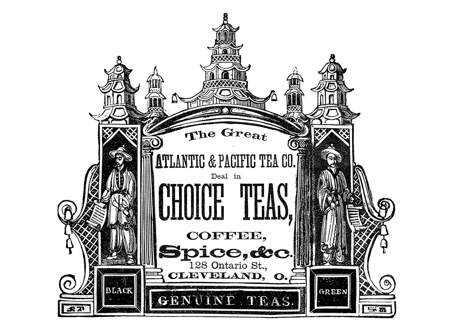 Vintage Tea Labels 2 pcs 3.5 Inch Black Fused Glass Decals