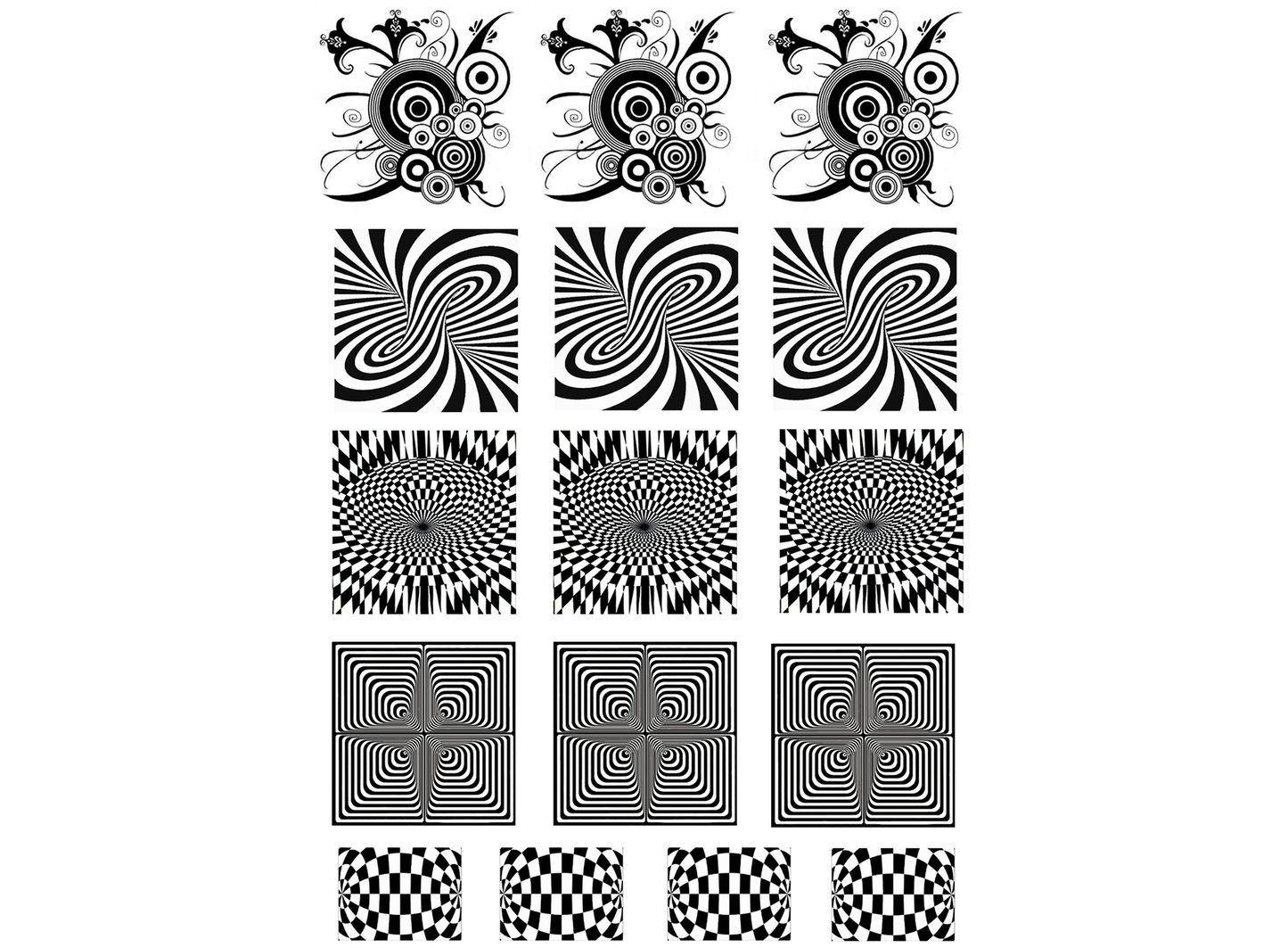 Optical Illusions 16 pcs 1 Inch Black Fused Glass Decals