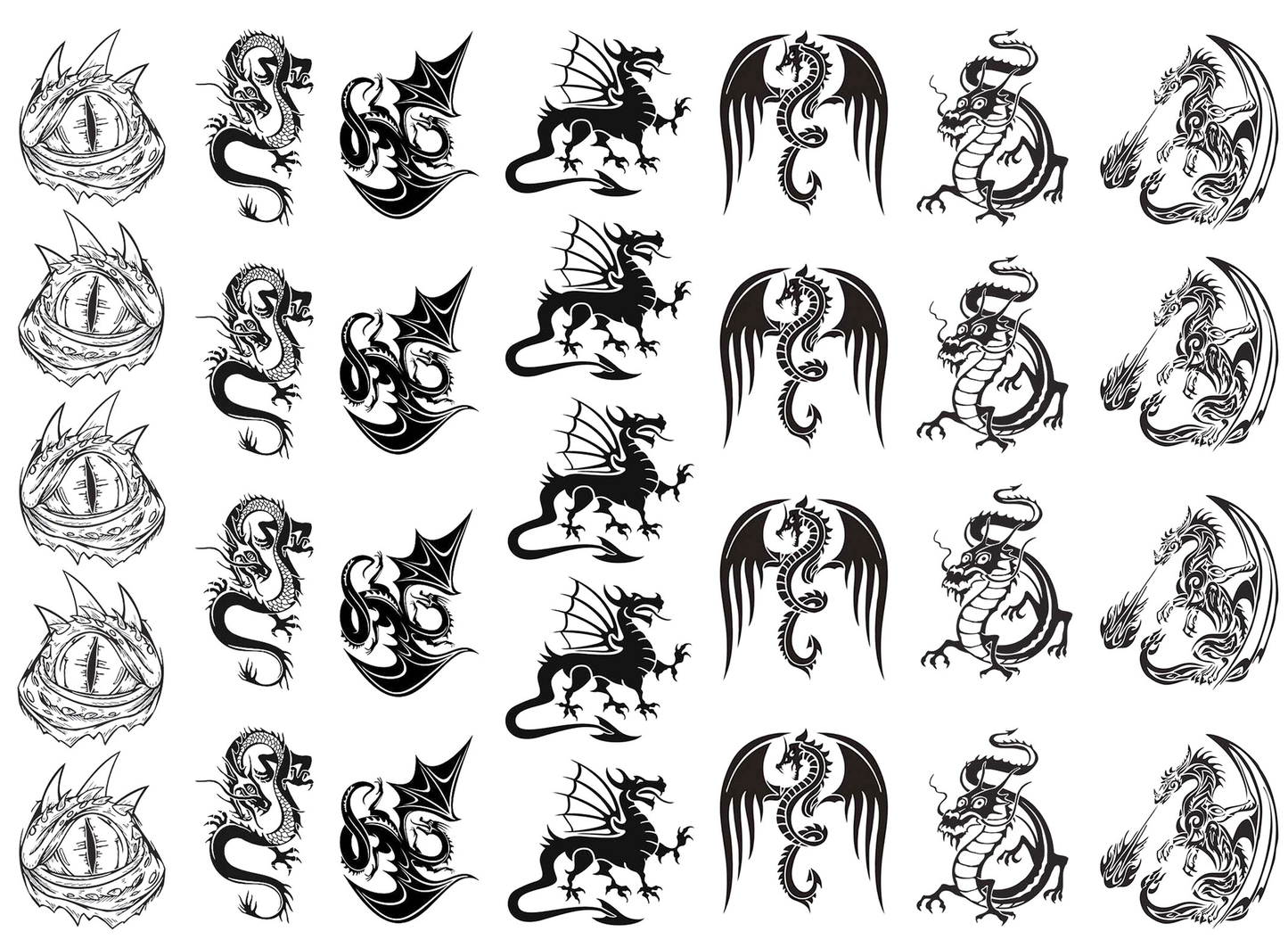 Dragon Drama 30 pcs 1 Inch Black Fused Glass Decals