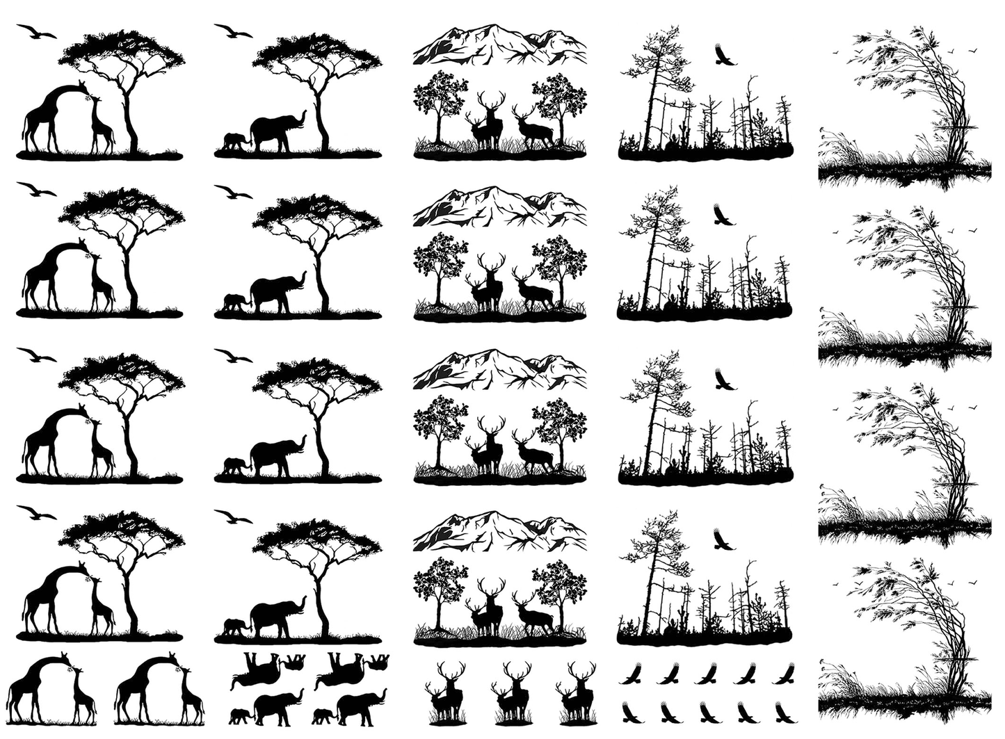 Scenery 39 pcs 1.25 Inch Black Fused Glass Decals