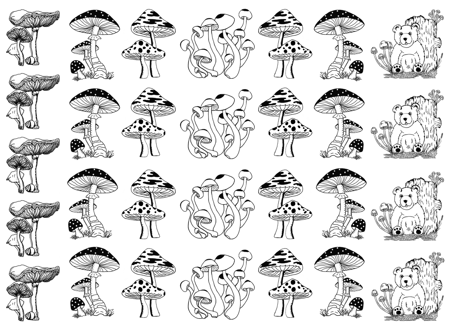 Mushroom 29 pcs 1 Inch Black Fused Glass Decals