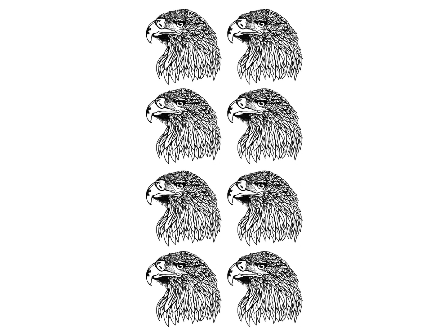 Hawk Heads 8 pcs 1.25 Inch Black Fused Glass Decals