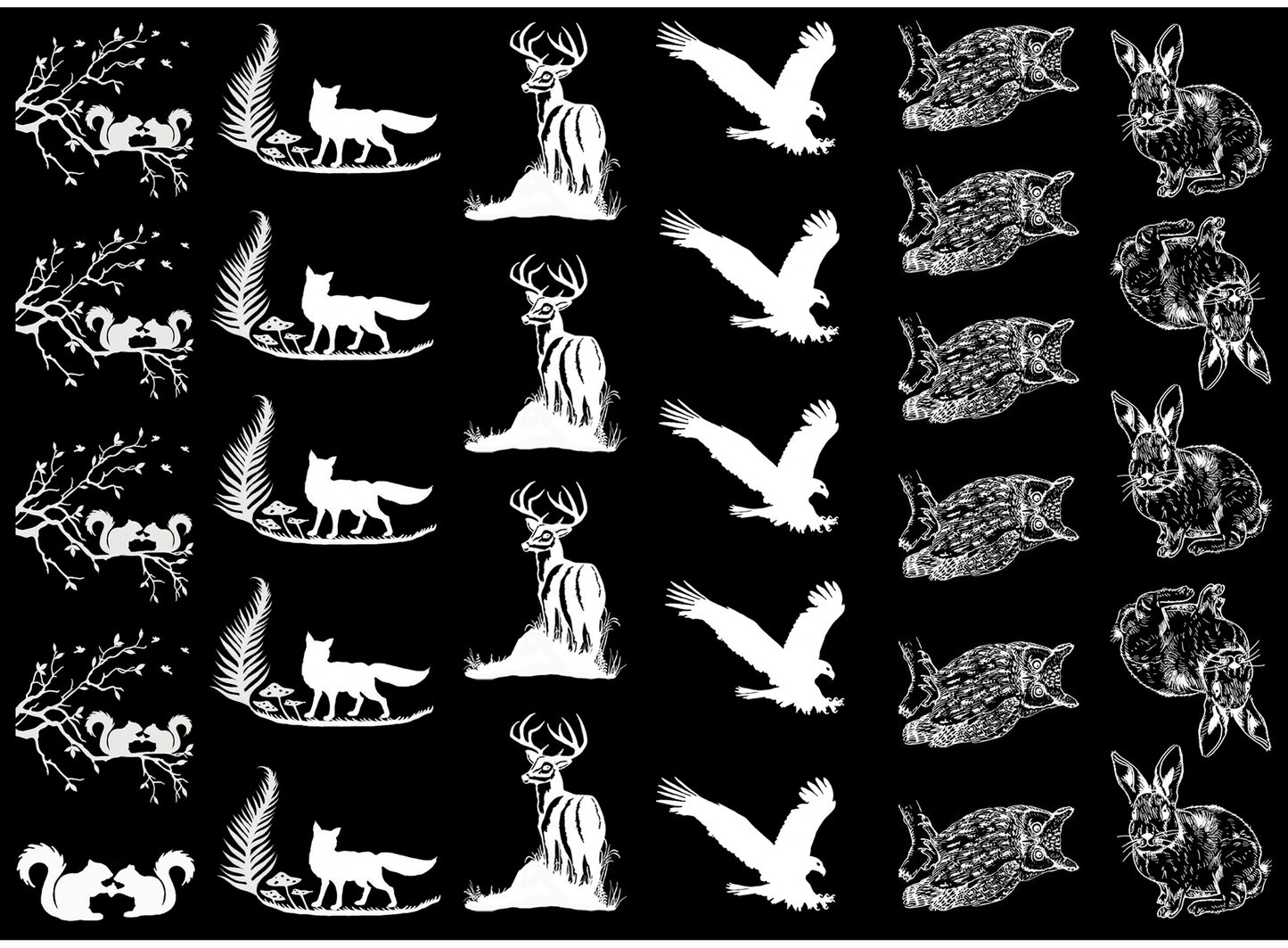 Forest Friends 30 pcs 1 Inch White Fused Glass Decals