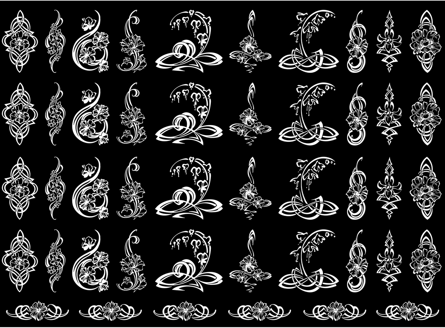 Flower Art 46 pcs White Fused Glass Decals
