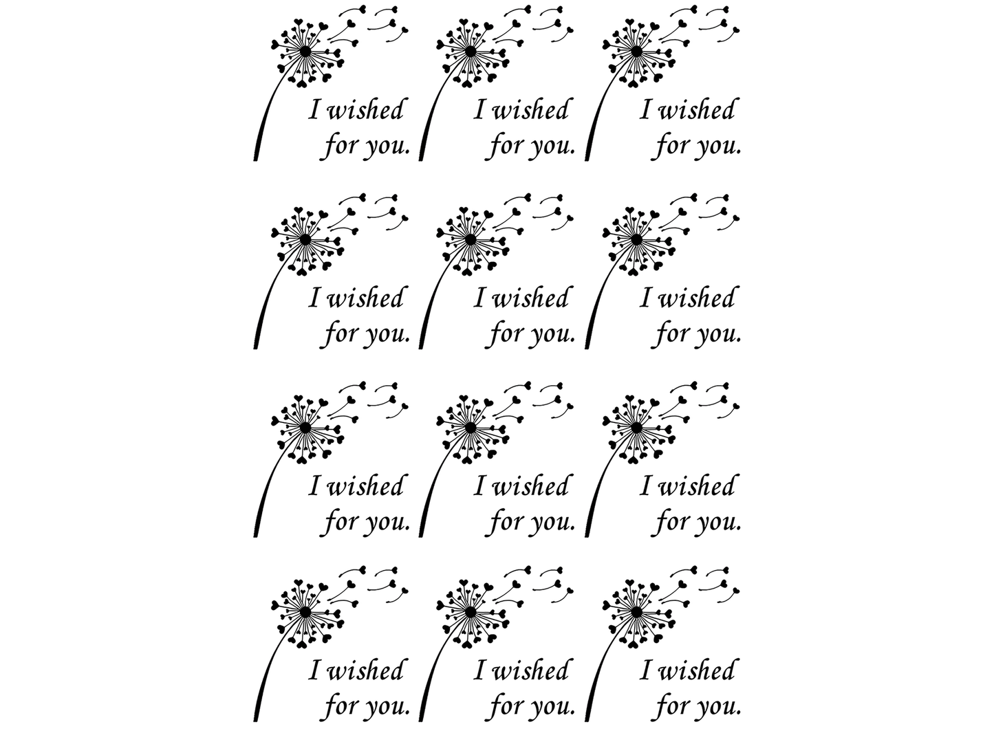 I Wished for You Dandelion 12 pcs 1.15 Inch Black Fused Glass Decals