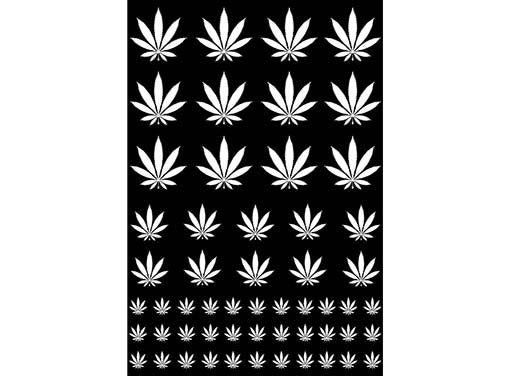 Marijuana Leaf 55 pcs White Fused Glass Decals