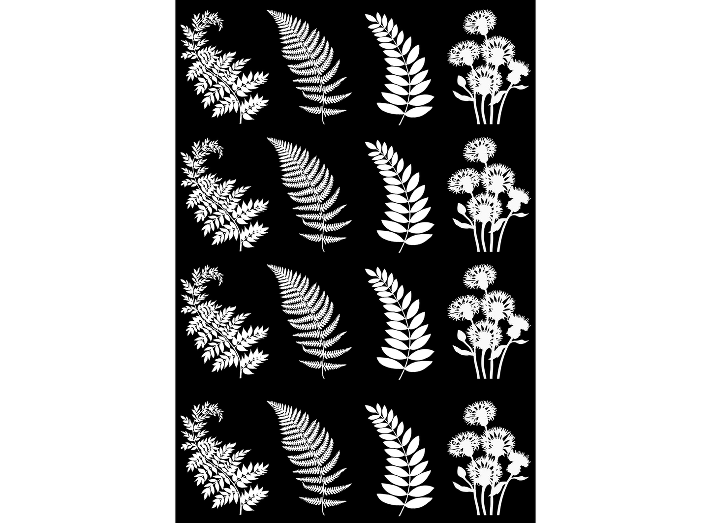 Fern Fronds 16 pcs White Fused Glass Decals