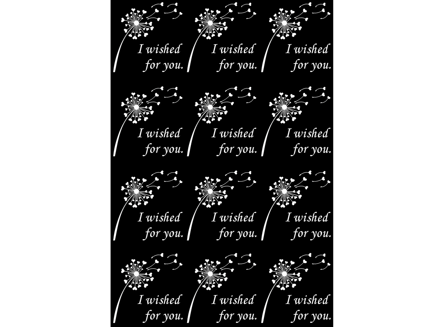 I Wished for You Dandelion 12 pcs White Fused Glass Decals