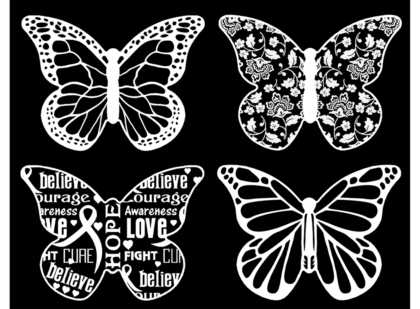 Butterfly Collection 8 pcs 1.75 Inch White Fused Glass Decals