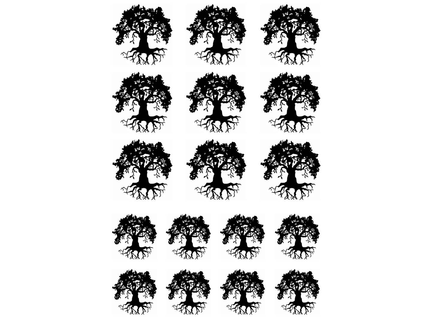 Oak Tree of Life 17 pcs 1 Inch Black Fused Glass Decals