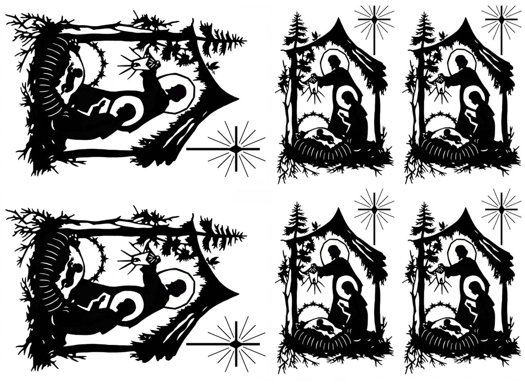 Christmas Nativity 6 pcs 2-3/8" to 3-1/4" Black Fused Glass Decals