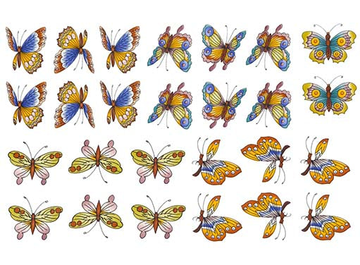Vibrant Butterflies 52 pcs 1" to 1-1/4" Ceramic Decals 3232 Z