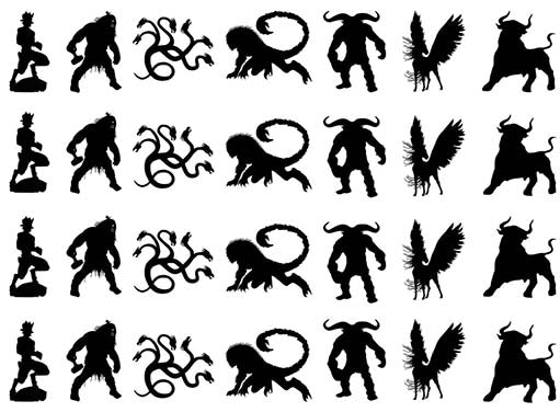 Greek Mythology 28 pcs 1 Inch Black Fused Glass Decals