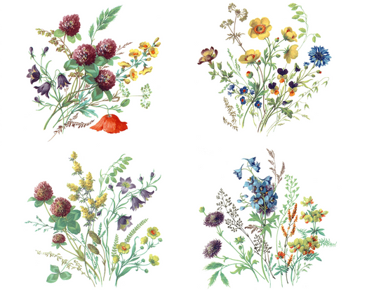 Meadow Wild Flowers Overglaze Ceramic Decals