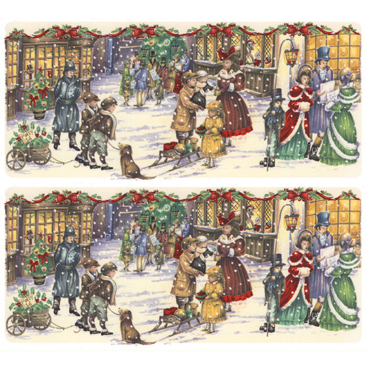 Victorian Christmas Mug Cup Wrap 2 pcs 7.5 Inch Overglaze Waterslide Ceramic Decal