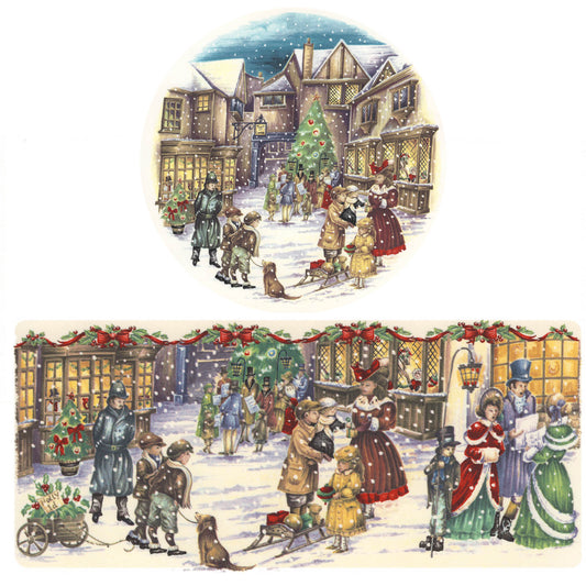 Waterslide Decal for Ceramics - Victorian Christmas Village - Snowy Holiday Street Scene
