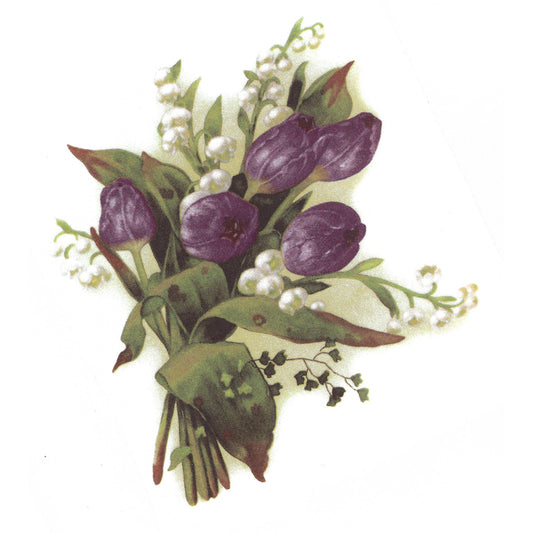 Purple Tulip White Lily Valley Flower Overglaze Waterslide Ceramic Decals