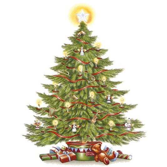 Christmas Tree Candle Ribbon Star Overglaze Waterslide Ceramic Decals